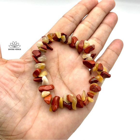 Yellow Jade & Red Jasper Stretch Bracelet - Picture 2 of 3